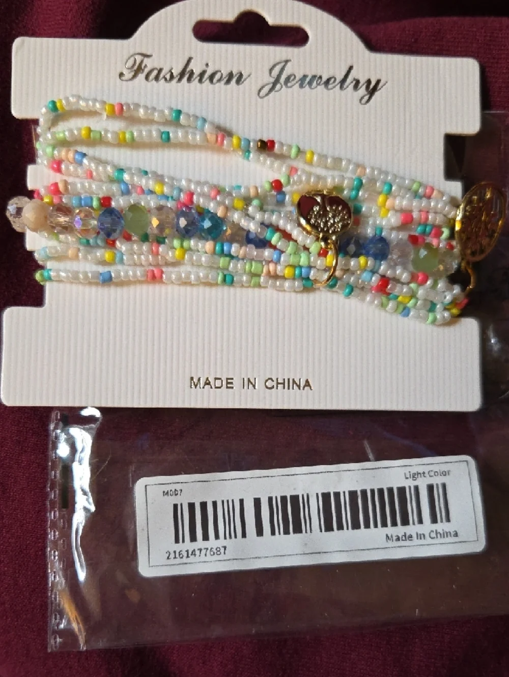 Multi-Color Beaded Wrap Bracelet with Gold Accents Tree Of Life New
